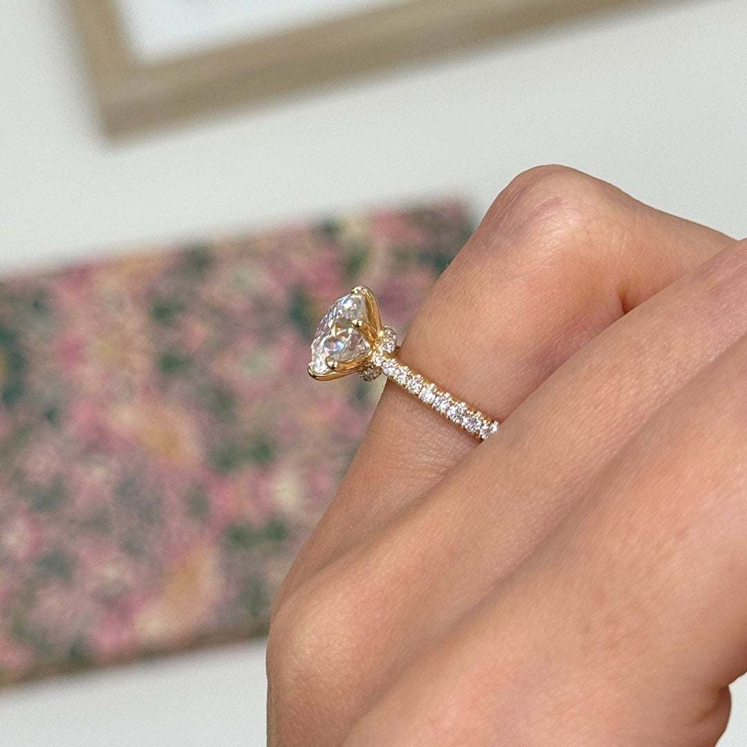 AGI Design Ready to Ship  Carol 3ct Round  Moissanite Engagement Ring in 14k Yellow Gold