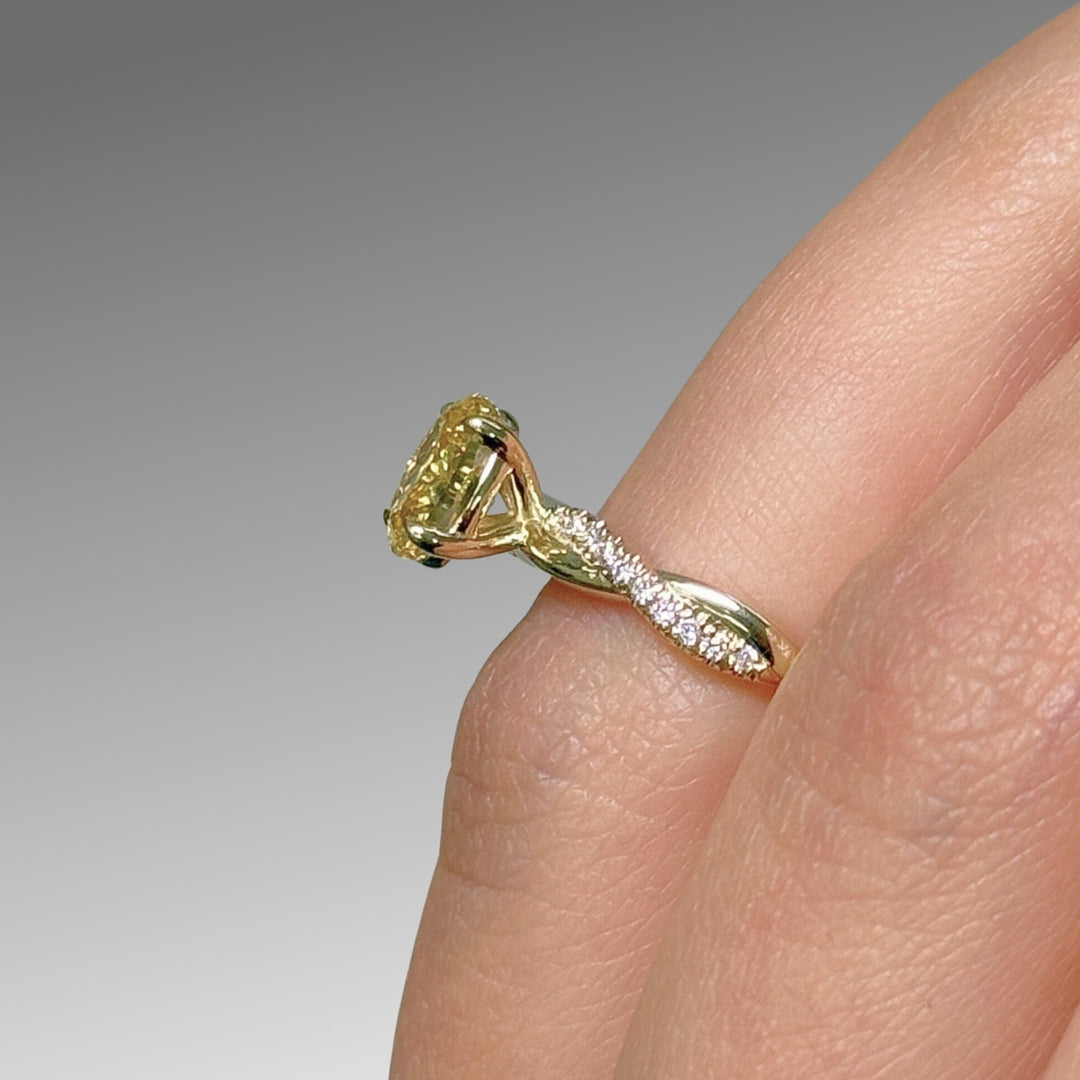AGI Design Ready to Ship  Claudia 1.01ct oval vivid fancy yellow Lab Diamond VS1  Engagement Ring in 14K Yellow Gold