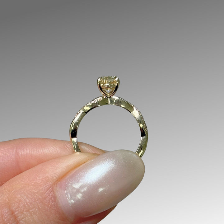 AGI Design Ready to Ship  Claudia 1.01ct oval vivid fancy yellow Lab Diamond VS1  Engagement Ring in 14K Yellow Gold
