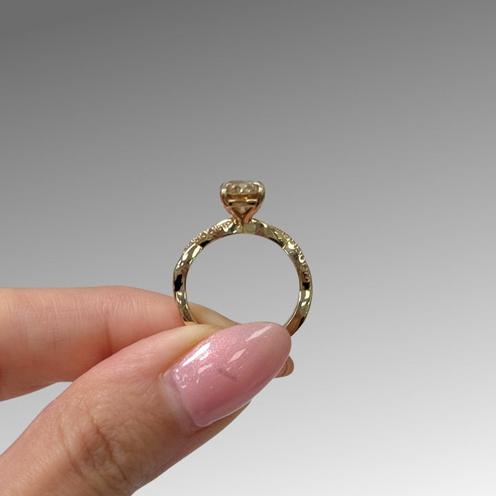 AGI Design Ready to Ship  Claudia 2.5ct Champagne Cushion Cut Moissanite Engagement Ring in 14K Yellow Gold