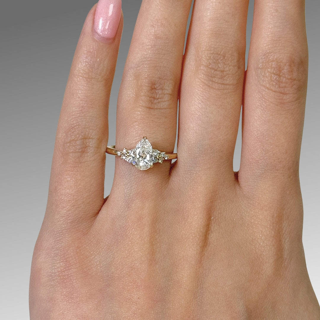 AGI Design Ready to Ship  Cynthia 1.03ct pear shape Lab Diamond D/VVS2  Engagement Ring in 14k yellow gold