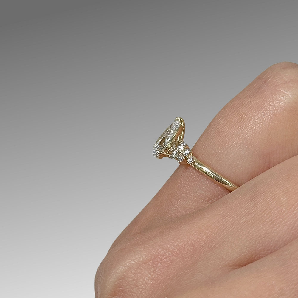 AGI Design Ready to Ship  Cynthia 1.03ct pear shape Lab Diamond D/VVS2  Engagement Ring in 14k yellow gold