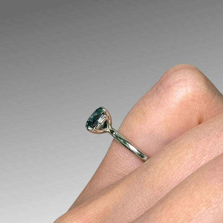 AGI Design Ready to Ship  Eden 1.3ct cushion cut Gray Moissanite Engagement Ring in 14k white gold