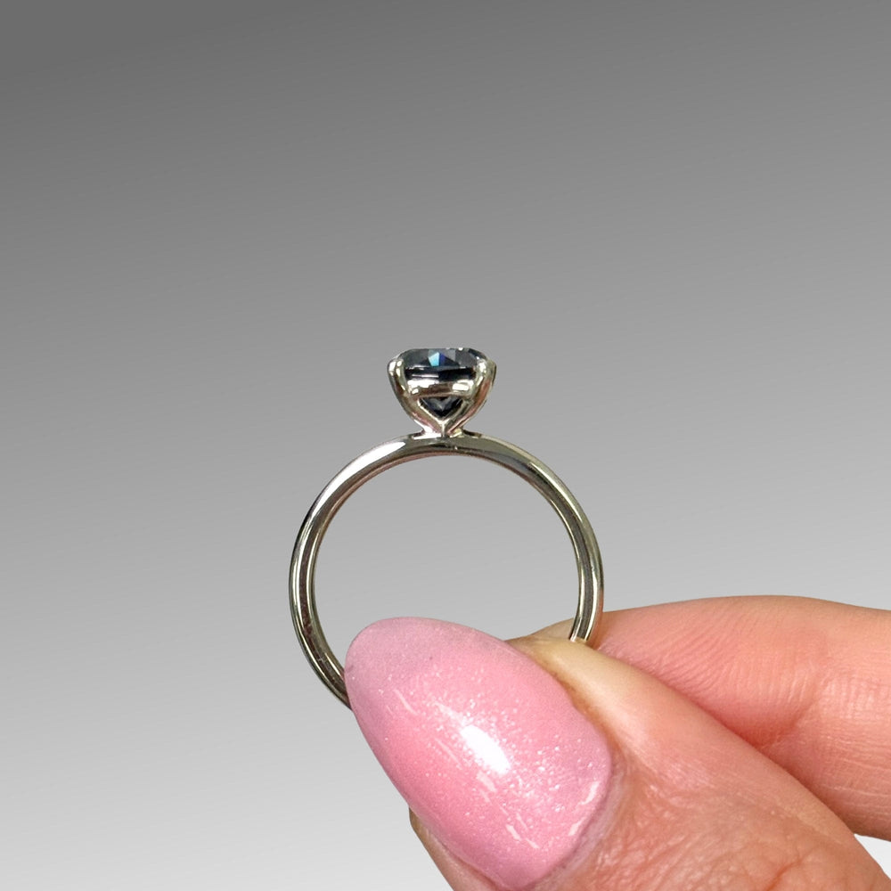 AGI Design Ready to Ship  Eden 1.3ct cushion cut Gray Moissanite Engagement Ring in 14k white gold