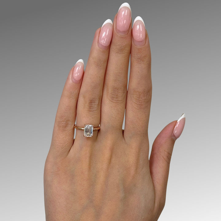 AGI Design Ready to Ship  Eden 1.8ct Emerald Moissanite Engagement Ring in 14K Rose Gold
