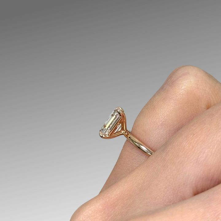 AGI Design Ready to Ship  Eden 1.8ct Emerald Moissanite Engagement Ring in 14K Rose Gold