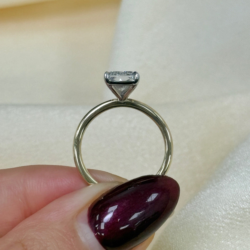 AGI Design Ready to Ship  Eden 2.59ct E/VS1 Radiant Cut Lab Created Diamond Engagement Ring in 14k White/Yellow Gold