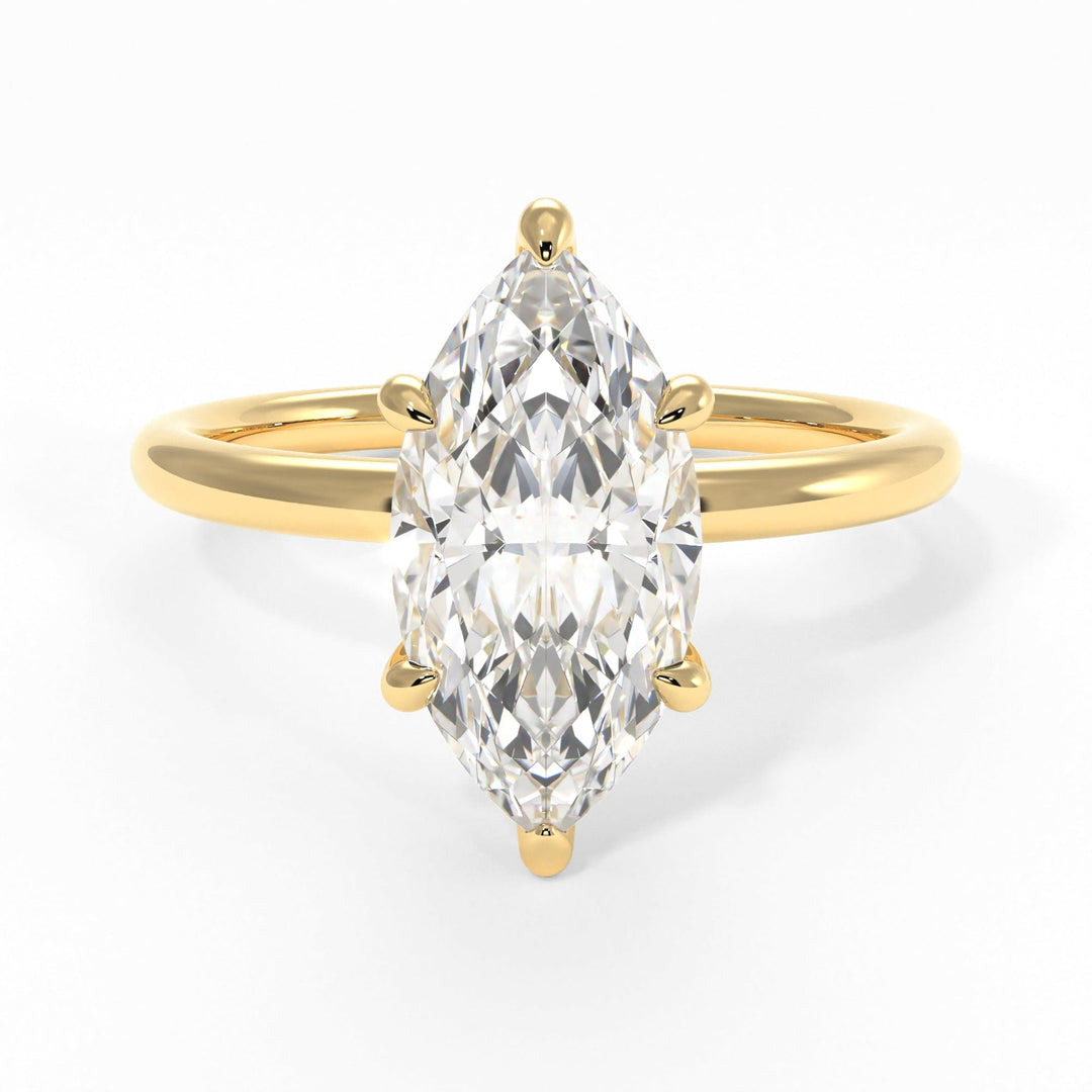 AGI Design Ready to Ship  Eden 3.56ct E/VVS2 Marquise Lab Created Diamond Engagement Ring in 18k Yellow Gold