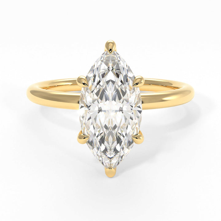 AGI Design Ready to Ship  Eden 3.56ct E/VVS2 Marquise Lab Created Diamond Engagement Ring in 18k Yellow Gold