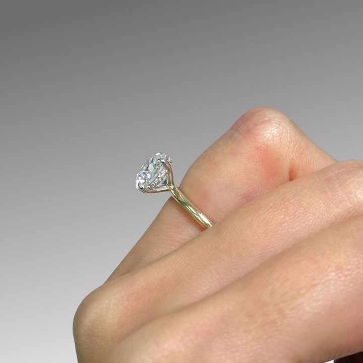 AGI Design Ready to Ship  Jade 2.36ct E/VVS2 Round Lab Diamond Engagement Ring in 14k two tone gold