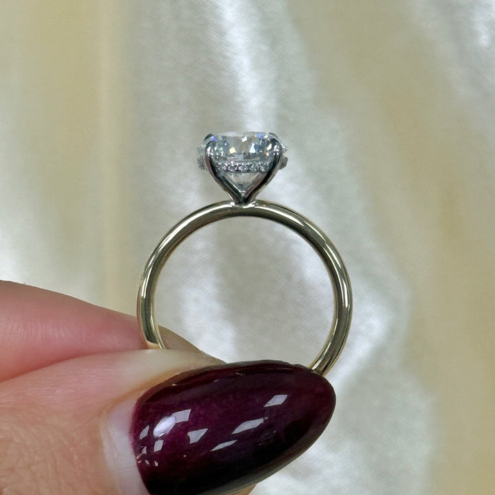 AGI Design Ready to Ship  Jade 2.36ct E/VVS2 Round Lab Diamond Tulip Engagement Ring in 14k two tone gold