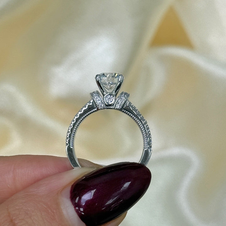 AGI Design Ready to Ship  Luna 1.3ct Round Lab Created Diamond Engagement Ring