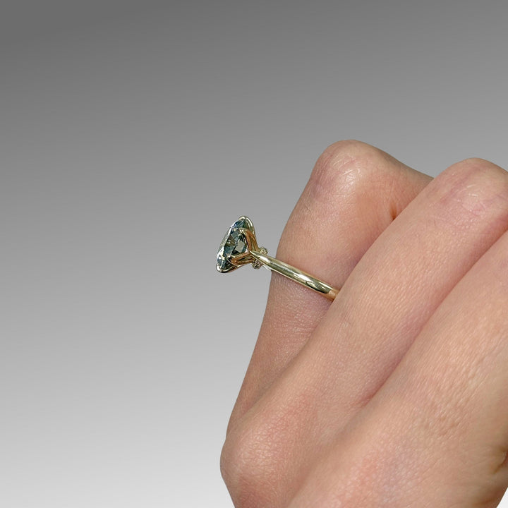 AGI Design Ready to Ship  Marina 2.5ct round Light Gray Moissanite Engagement Ring in 14k yellow gold