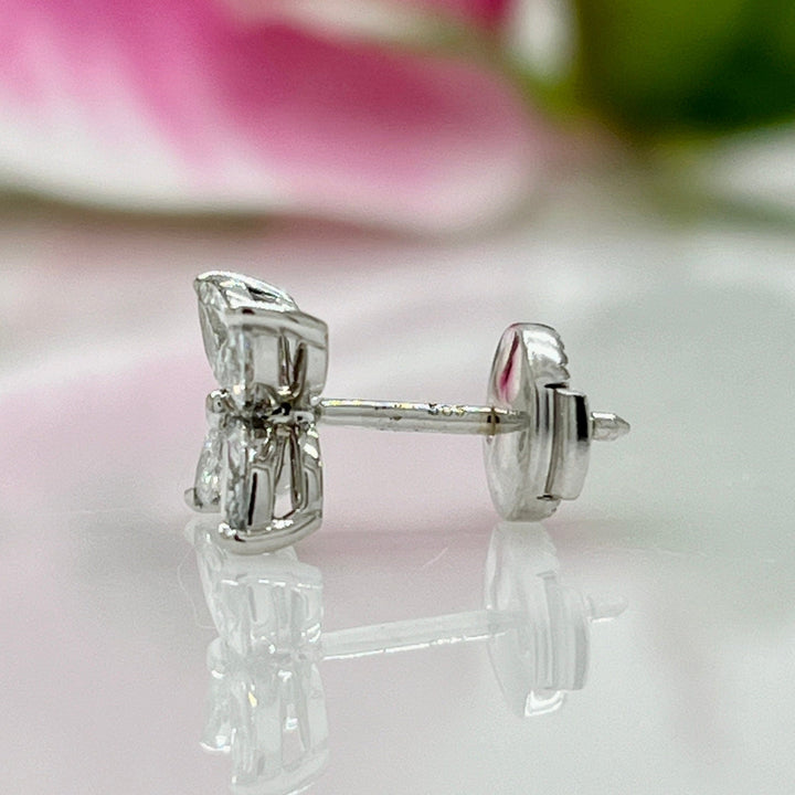 AGI Design Ready to Ship  Marquise Lab Created Diamonds Stud Earrings in 14K White Gold