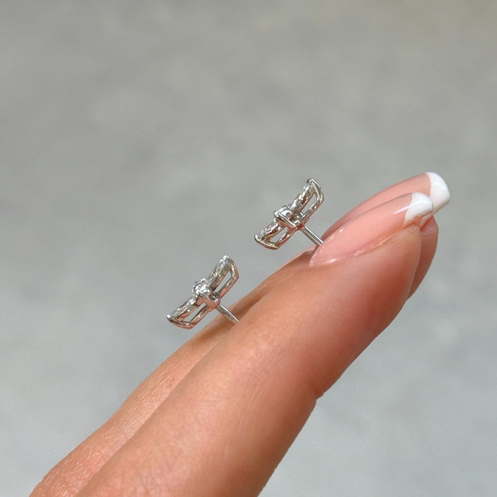 AGI Design Ready to Ship  Marquise Lab Created Diamonds Stud Earrings in 14K White Gold