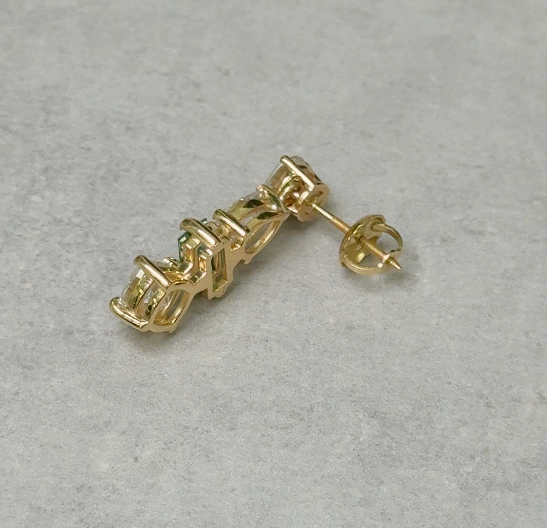 AGI Design Ready to Ship  Multistone Moissanite Earrings in 14k yellow gold
