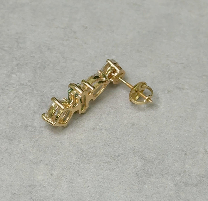 AGI Design Ready to Ship  Multistone Moissanite Earrings in 14k yellow gold
