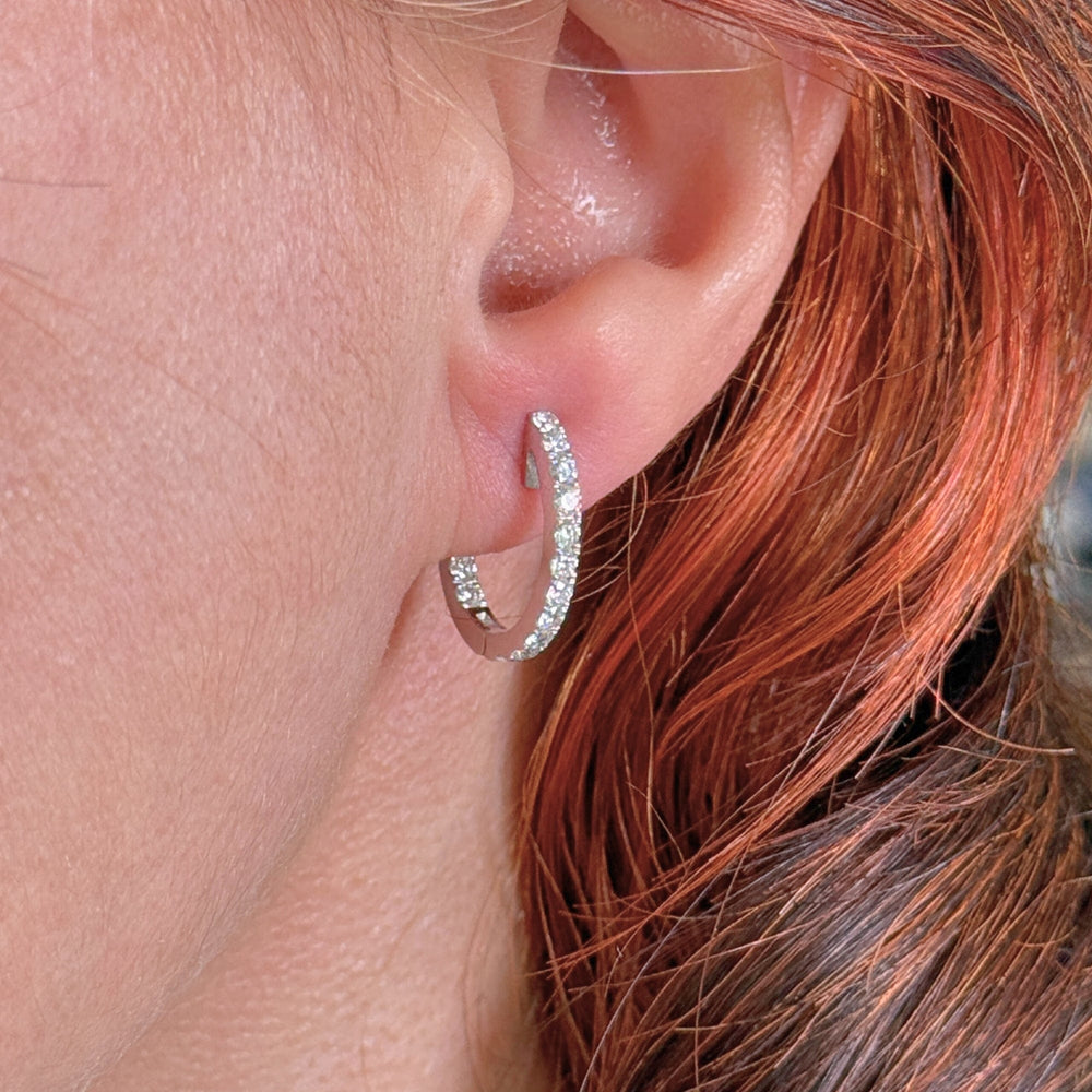 AGI Design Ready to Ship  Natural Diamonds Hoop Earrings in 14k White Gold