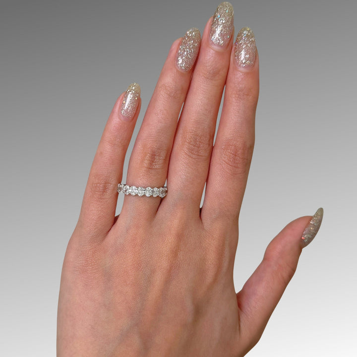 AGI Design Ready to Ship  Nika Lab Created Diamond Wedding Band in 14K White Gold