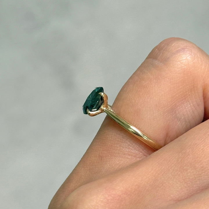 AGI Design Ready to Ship  Nora 1.2ct Green Oval Moissanite Engagement Ring in 14k yellow gold