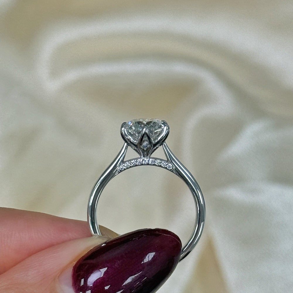 AGI Design Ready to Ship  Nora 1.73ct E/VVS2 Round Lab Diamond Tulip Engagement Ring in 14k white gold