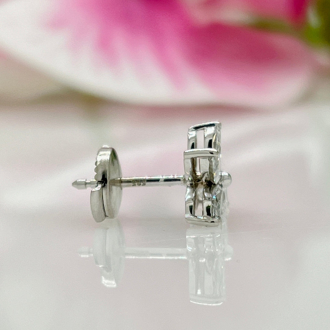 AGI Design Ready to Ship  Princess Cut And Marquise Lab Created Diamonds Stud Earrings in 14K White Gold