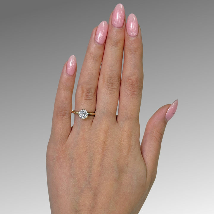 AGI Design Ready to Ship  Rita 1.2ct Round  Moissanite Engagement Ring in 14k yellow gold