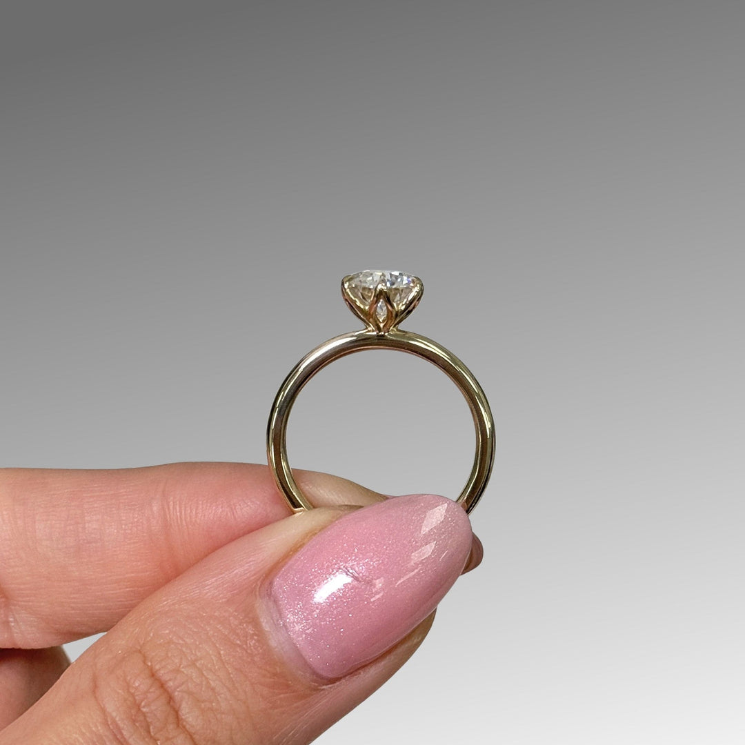 AGI Design Ready to Ship  Rita 1.2ct Round  Moissanite Engagement Ring in 14k yellow gold