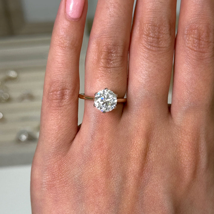 AGI Design Ready to Ship  Ruby 2.5ct Round  Moissanite Engagement Ring in white/ yellow gold