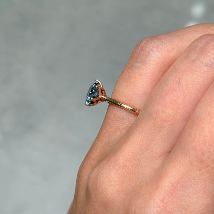 AGI Design Ready to Ship  Ruby 2ct Round Blue Moissanite Engagement Ring