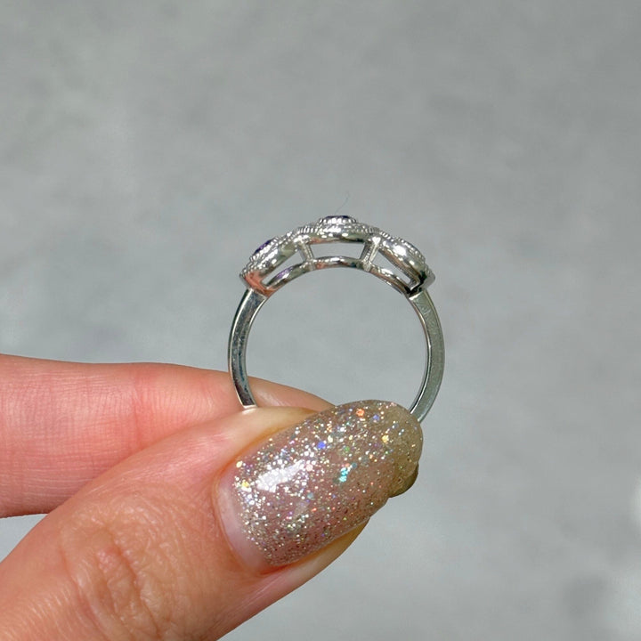 AGI Design Ready to Ship  Triple Halo Amethyst Ring