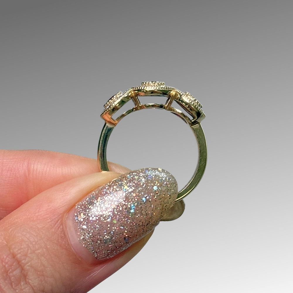 AGI Design Ready to Ship  Triple Halo Ruby Ring