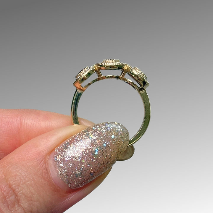 AGI Design Ready to Ship  Triple Halo Ruby Ring