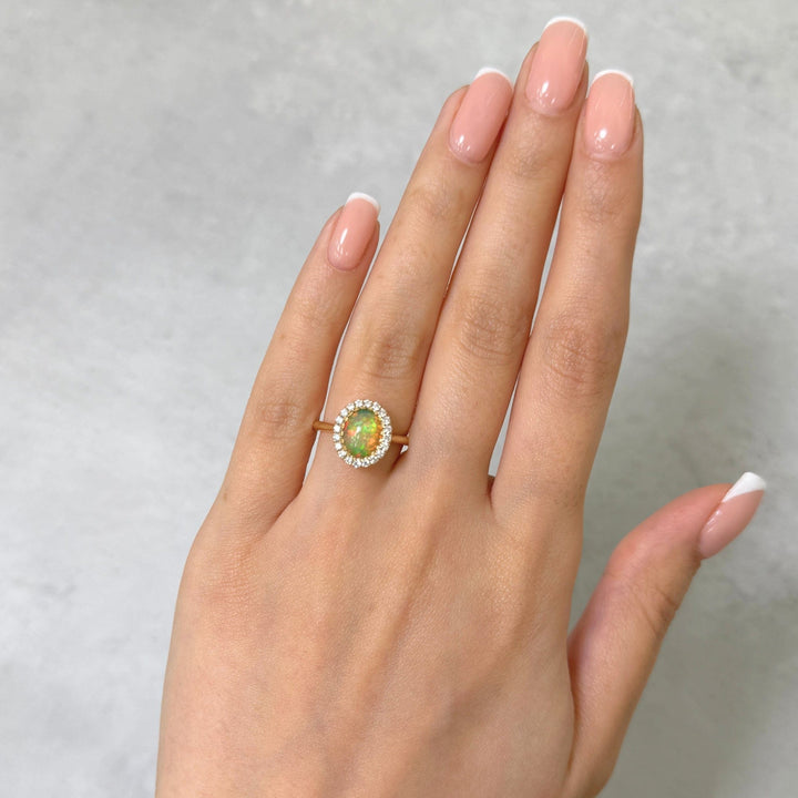 AGI Design Ready to Ship  White Opal And Diamond Engagement Ring