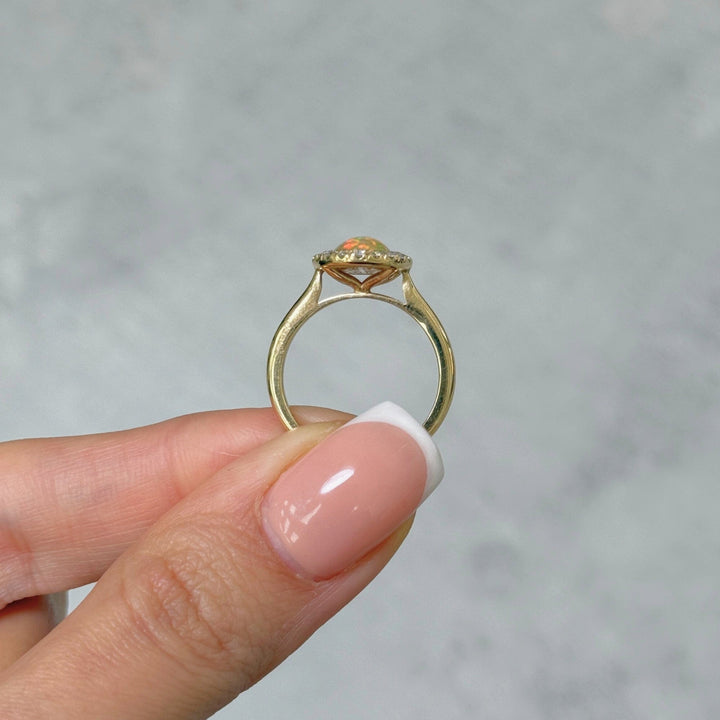 AGI Design Ready to Ship  White Opal And Diamond Engagement Ring