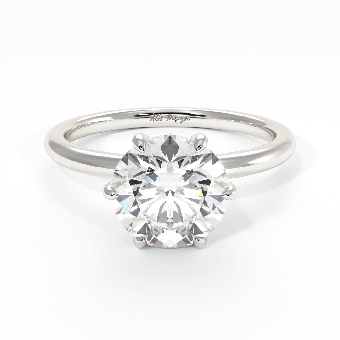 AGI Design Ria Round Lab Created Diamond Engagement Ring