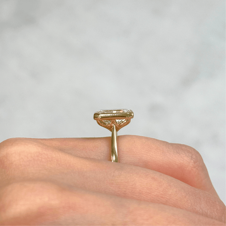 AGI Design Roya Radiant/Emerald Lab Created Diamond Bezel Engagement Ring