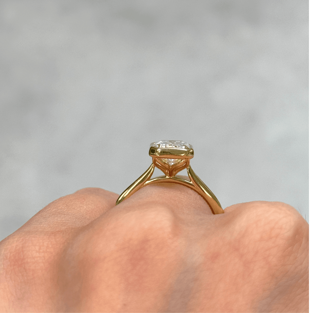 AGI Design Roya Radiant/Emerald Lab Created Diamond Bezel Engagement Ring