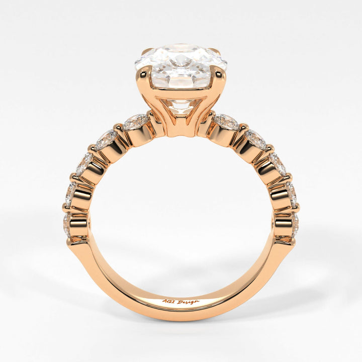 AGI Design Samantha Elongated Cushion Cut Lab Created Diamond Engagement Ring