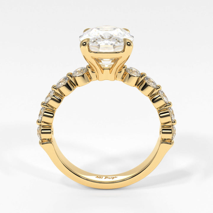 AGI Design Samantha Elongated Cushion Cut Lab Created Diamond Engagement Ring