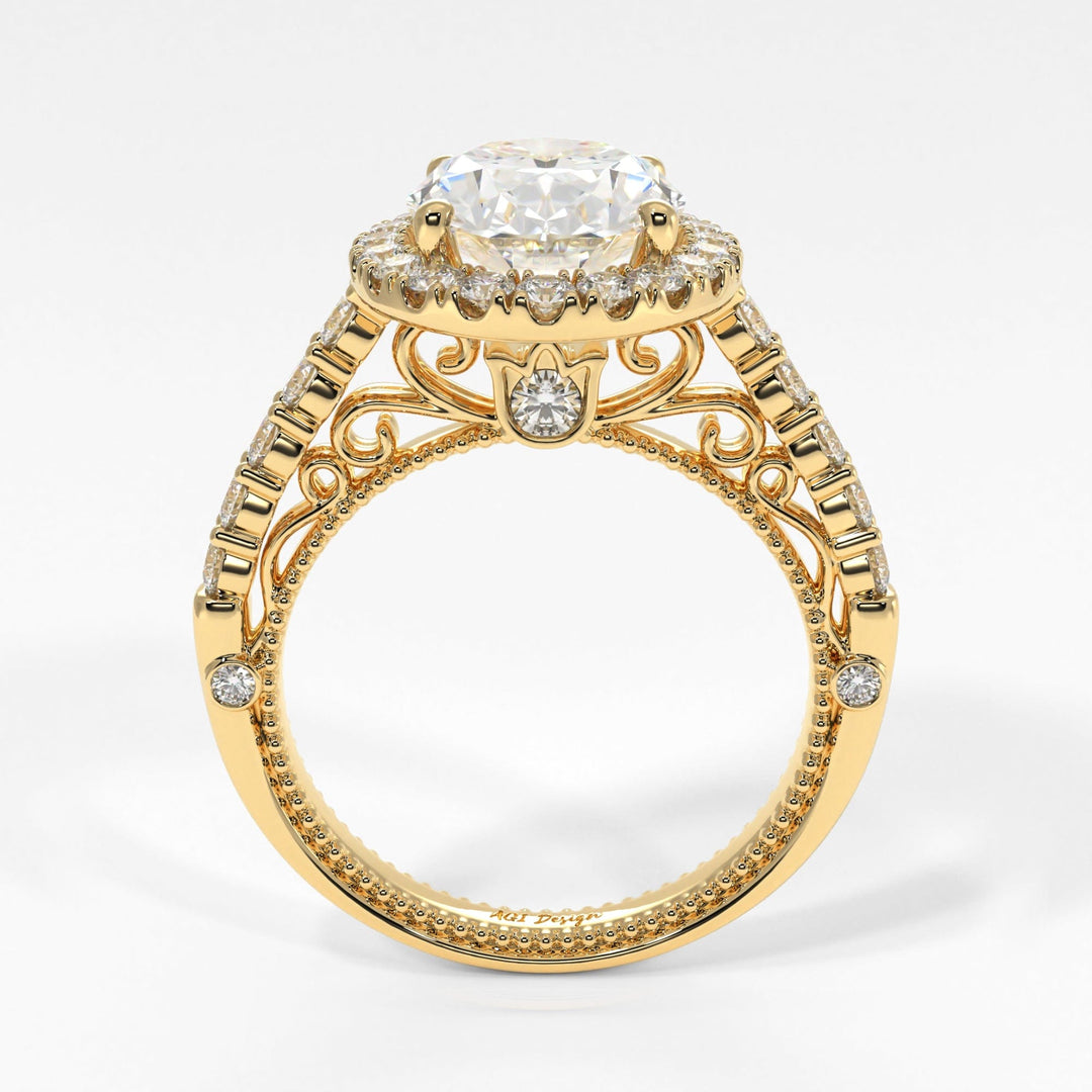 AGI Design Sandy Oval Lab Created Diamond Engagement Ring