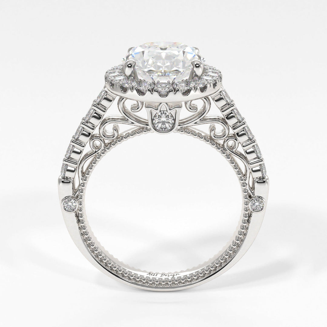 AGI Design Sandy Oval Lab Created Diamond Engagement Ring