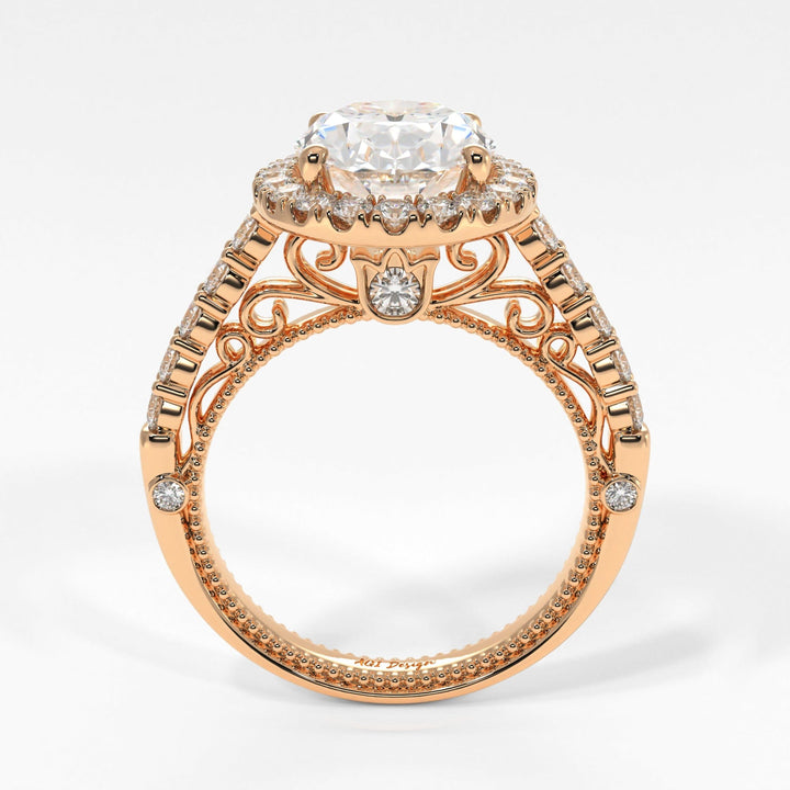 AGI Design Sandy Oval Lab Created Diamond Engagement Ring