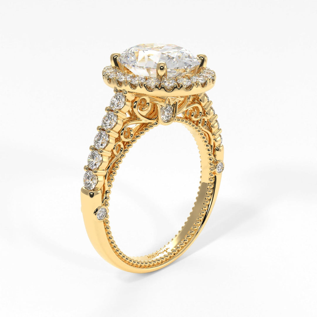 AGI Design Sandy Oval Lab Created Diamond Engagement Ring