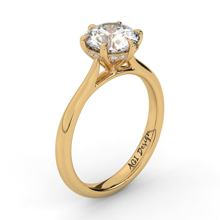 AGI Design Sera Round Lab Created Diamond Engagement Ring