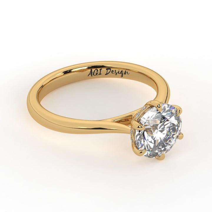 AGI Design Sera Round Lab Created Diamond Engagement Ring