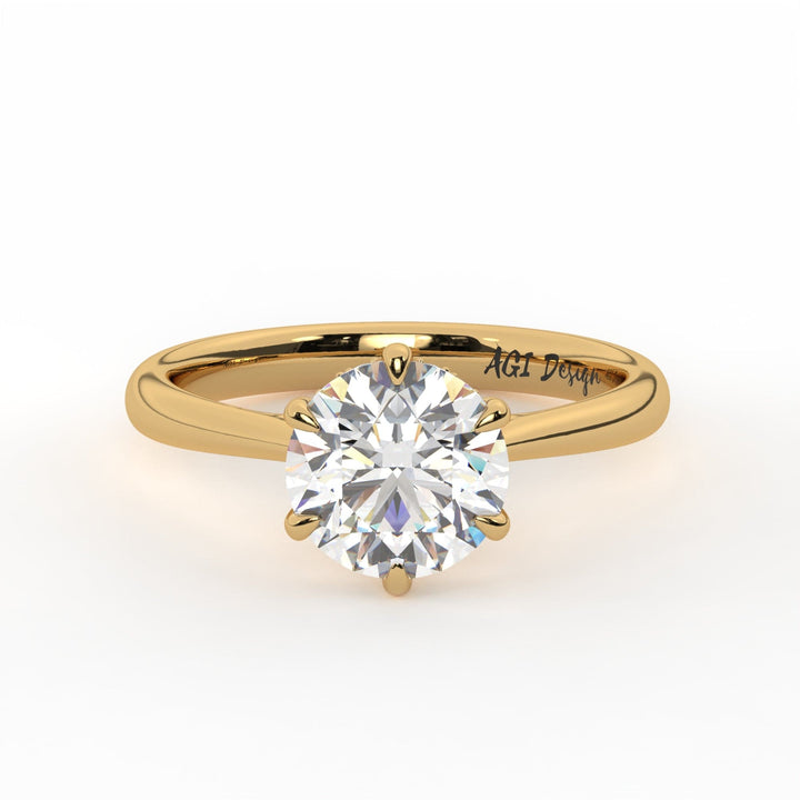AGI Design Sera Round Lab Created Diamond Engagement Ring