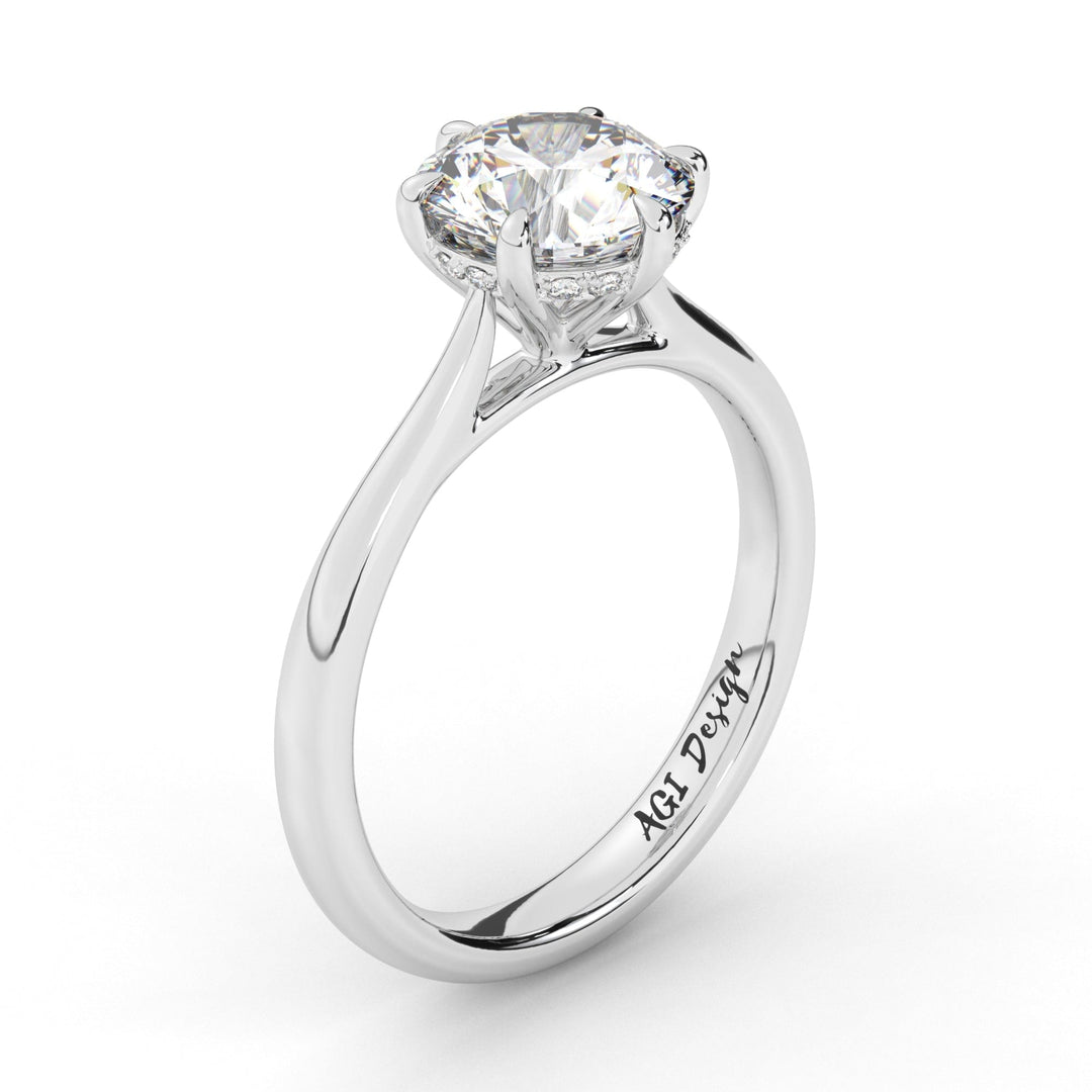 AGI Design Sera Round Lab Created Diamond Engagement Ring