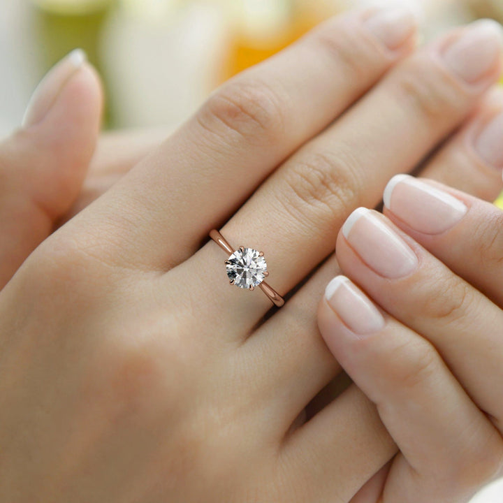 AGI Design Sera Round Lab Created Diamond Engagement Ring