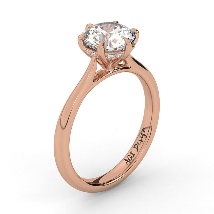 AGI Design Sera Round Lab Created Diamond Engagement Ring
